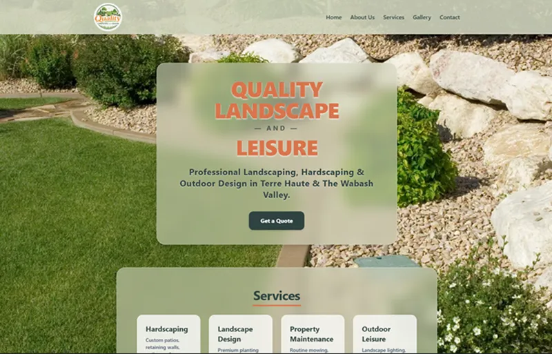 Screenshot of Quality Landscape and Leisure's Homepage