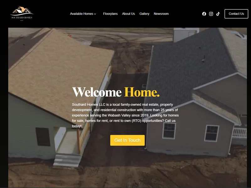 Screenshot of Southard Homes LLC Homepage
